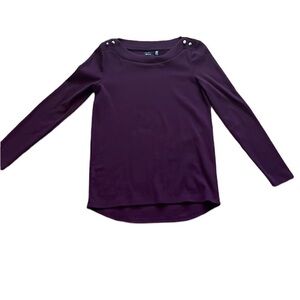 Rafaella women’s plum boatneck high low hem sweater size small petite